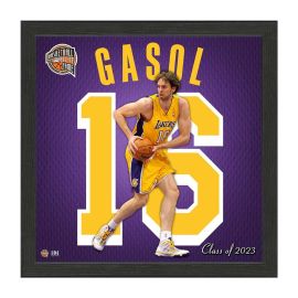 Pau Gasol Basketball HOF Impact Jersey Frame