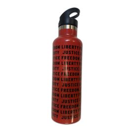 Red and Black Patriot Words Water Bottle