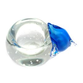 Glass Dolphin Blue Votive
