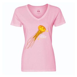 Birch Aquarium Ladies Pink V-neck Jellies Tee