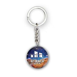Kansas City Science City Nebula Glass Dome Keychain