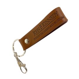 Brown Leather Souvenir Keychain - JFK Library