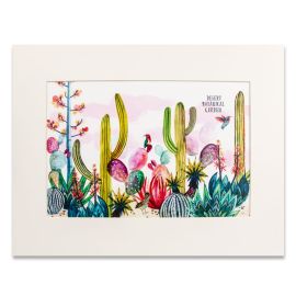 Watercolor Cactus Matted Print - Desert Botanical Garden