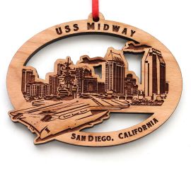USS Midway Skyline Wood Ornament