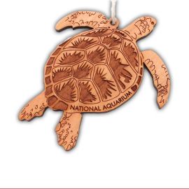 Wood Etched Sea Turtle Ornament - National Aquarium