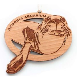 Wood Sea Lion Ornament - Georgia Aquarium Logo