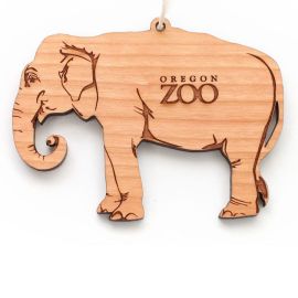 Wood Etched Oregon Zoo Elephant Ornament